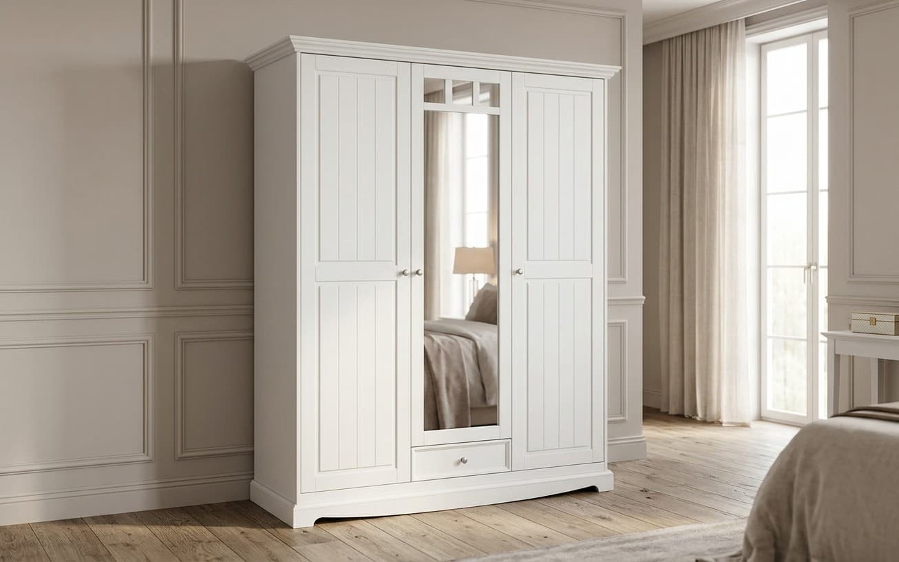 Dulap Linea, Lemn Masiv, 156x65x190cm, Alb