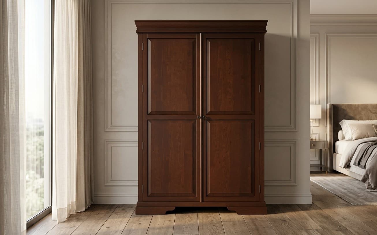 Dulap Louis 2 Uși, Lemn Masiv, Nuc, 150 x 60 x 195 cm