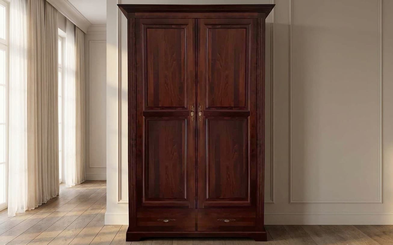 Dulap Preston 2 Usi, Lemn Masiv, Nuc, 113 x 61 x 207 cm