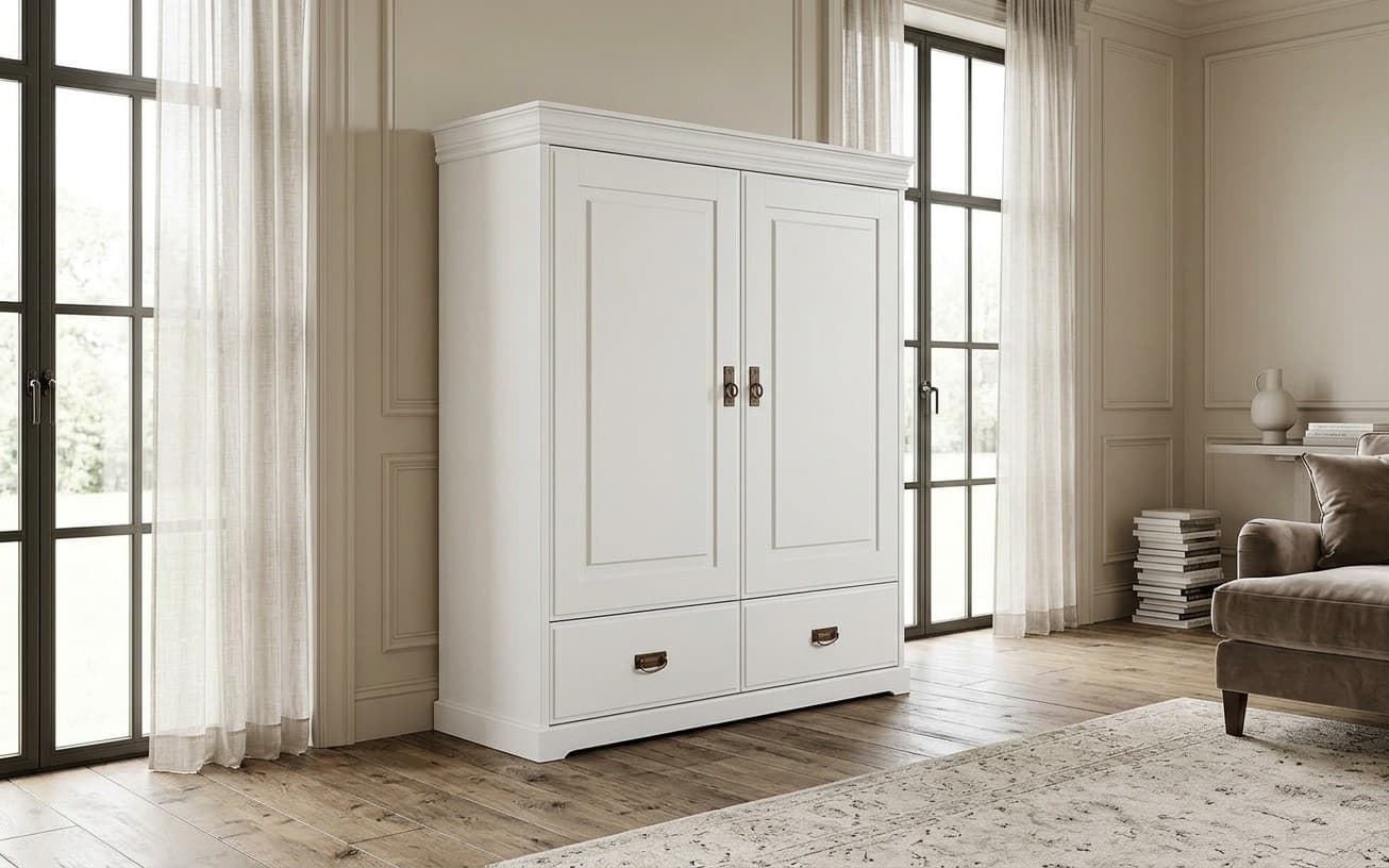 Dulăpior Florence, Lemn Masiv, 130x50x142cm, Alb
