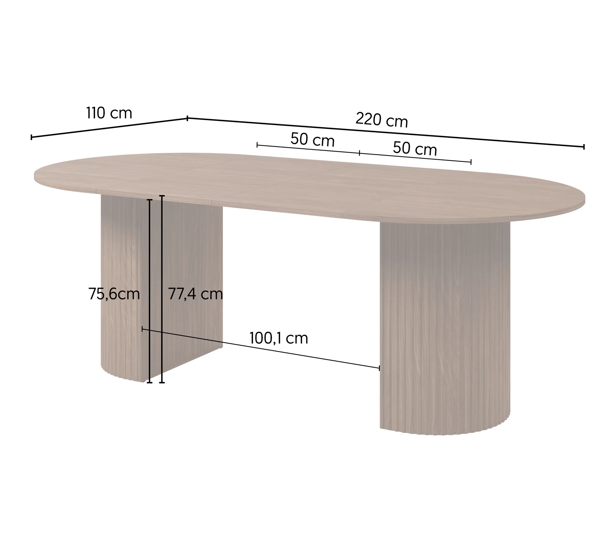 Masă extensibilă Cavo, 120-220x110x77 cm — nuc Lincoln