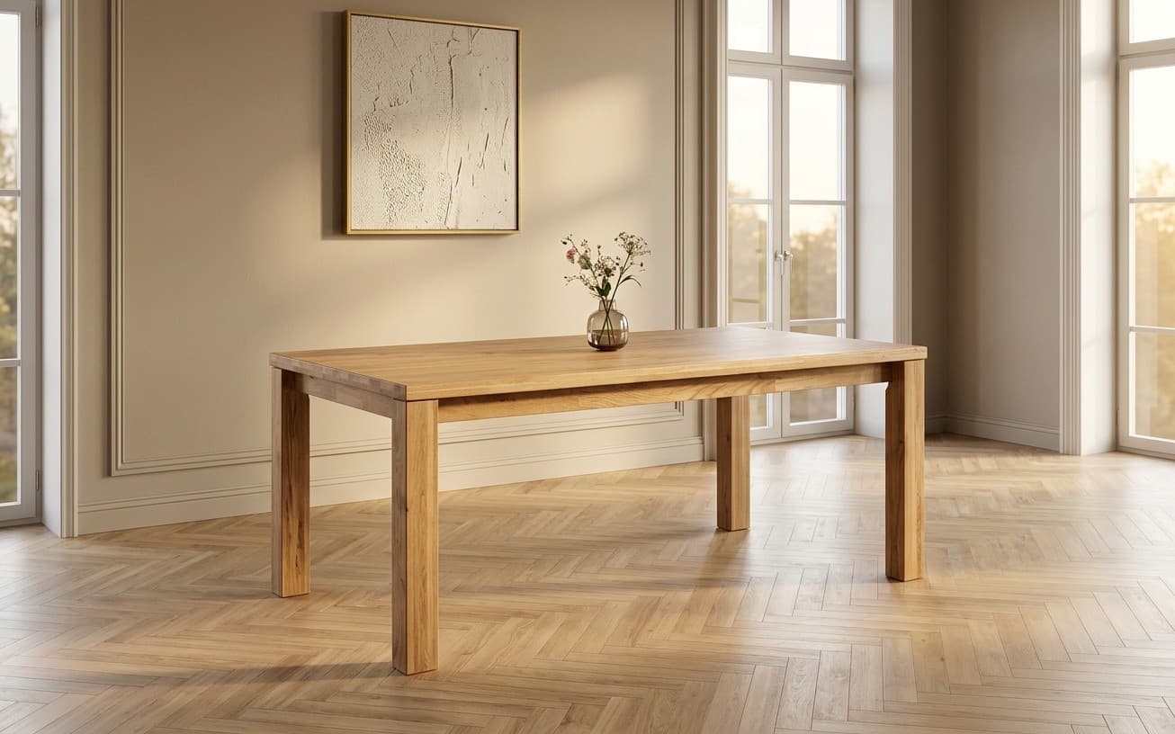 Masa Lucca, Stejar Masiv, 180 cm x 76 cm x 100 cm