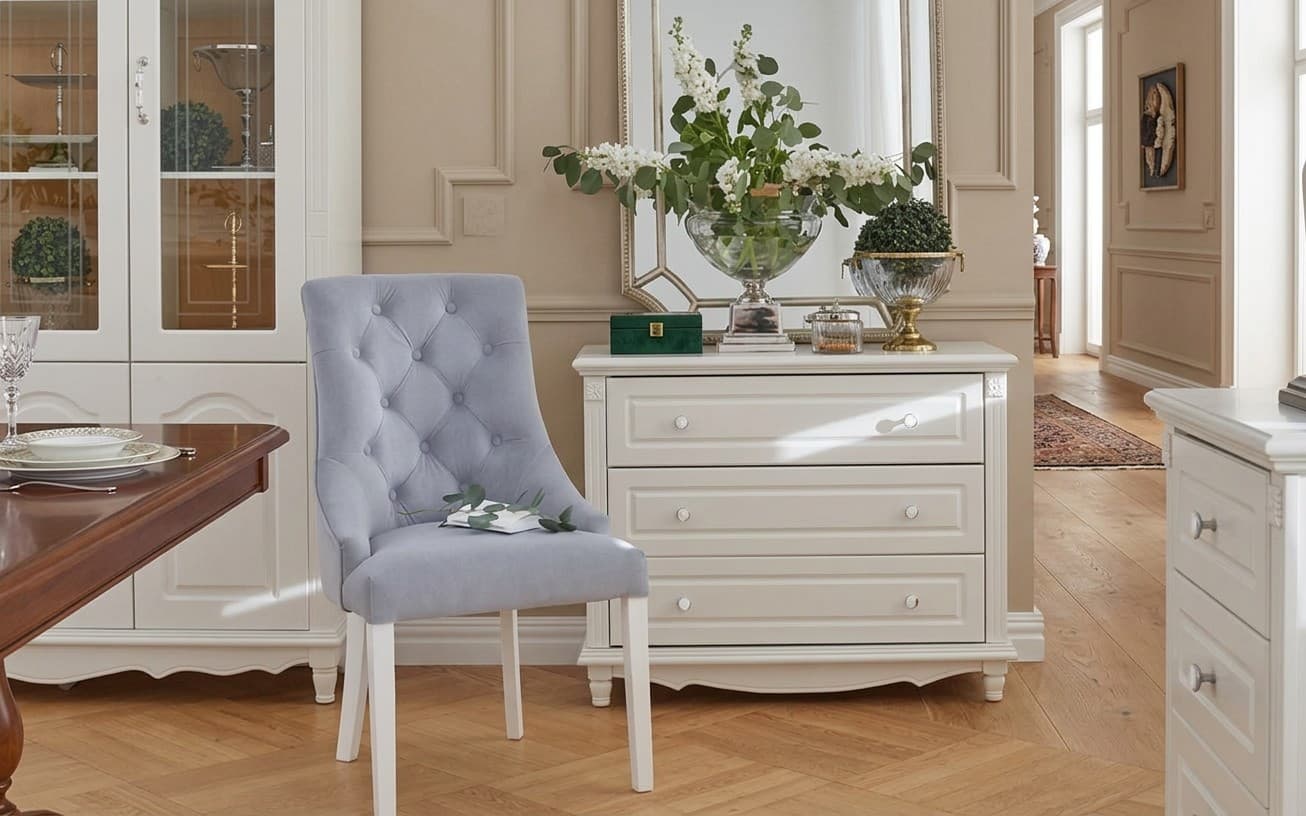 Scaun Dining Paris, 56x65x98cm, Blue/Beige