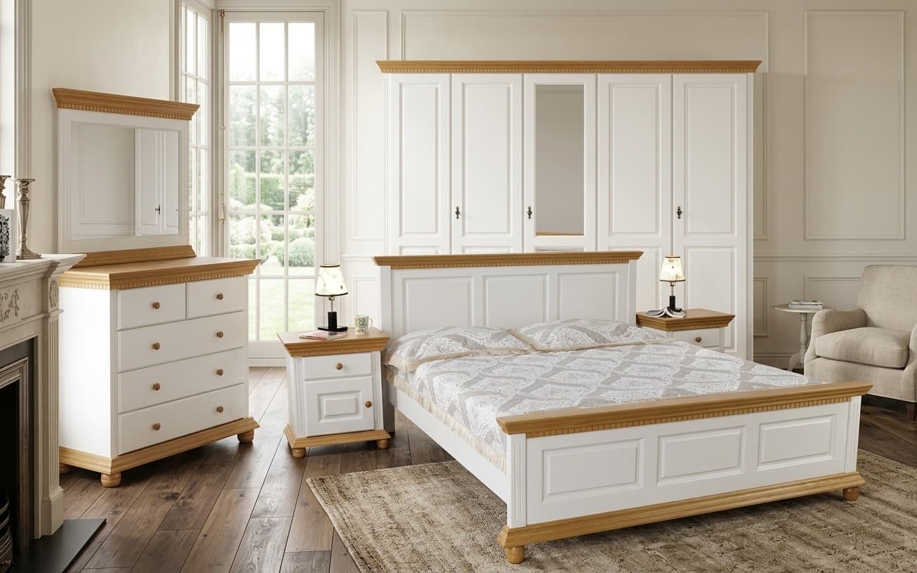 Set Dormitor Celia, Configurabil, Alb/Natur