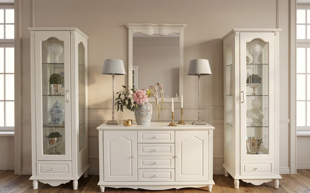 Set Living Elizabeth, 3 Piese, Alb