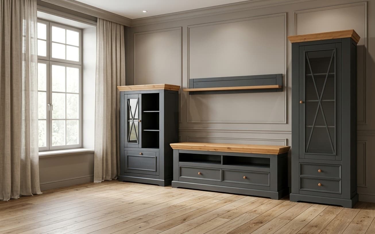 Set Living Iris, Lemn Masiv, Grafit