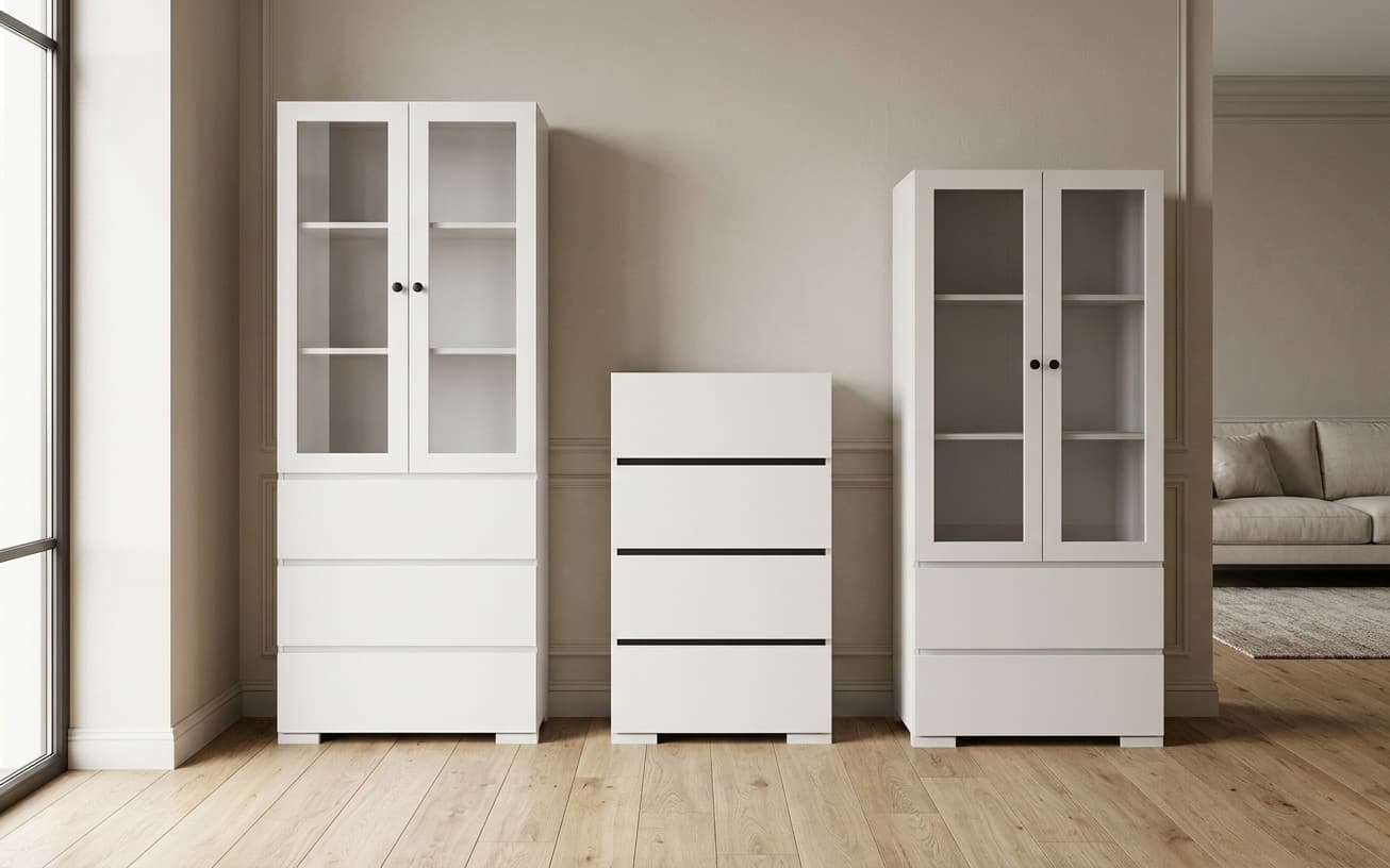 Set Living TerraCraft, Lemn Masiv, Alb