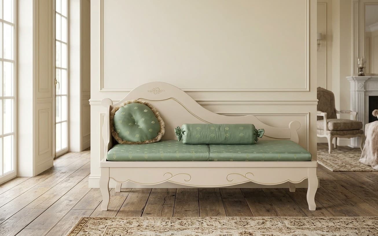Sofa Casandra, Lemn Masiv, 169x76x93cm, Alb Antic