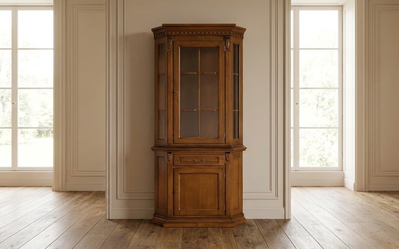 Vitrină Colț Bernhard, Lemn Masiv, 78x78x226cm