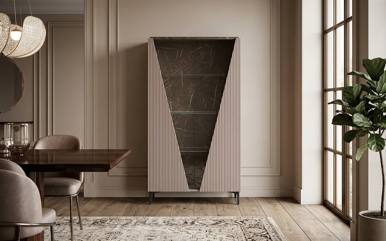 Vitrina Fidia, 2 uși sticlă, 110x48x195,3 cm