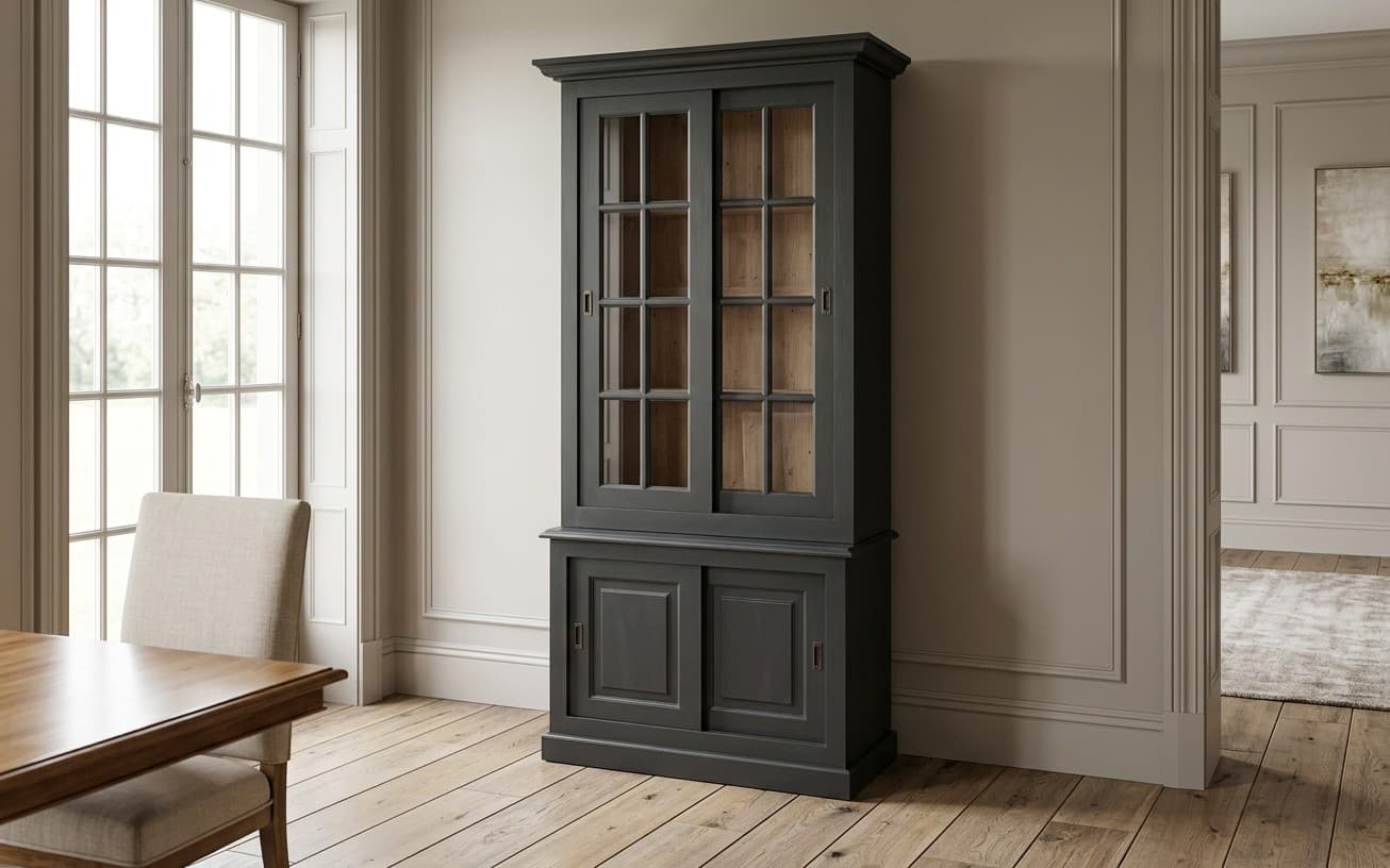 Vitrină Heritage, Pin Masiv, 100×50×227 cm
