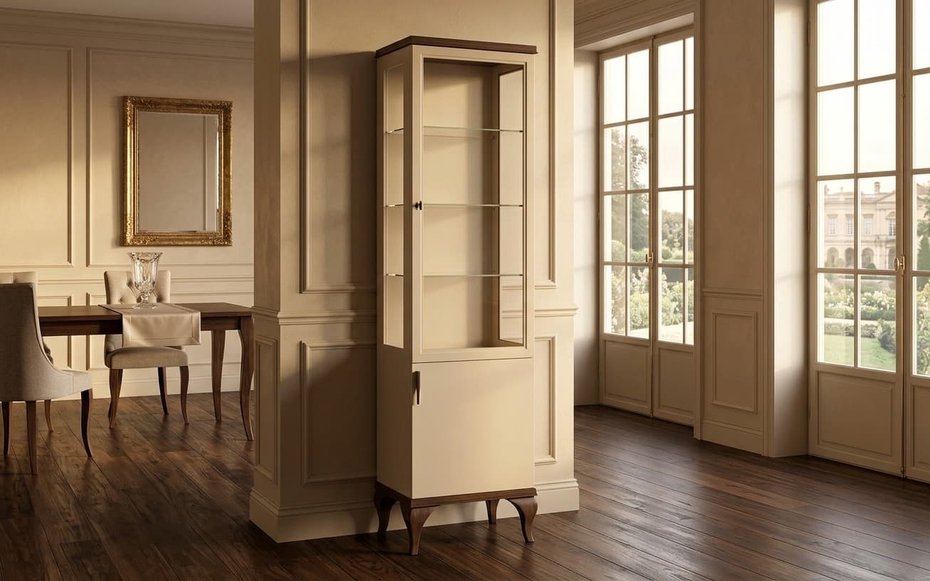 Vitrina Leona, 56x42x205cm, Crem-Nuc