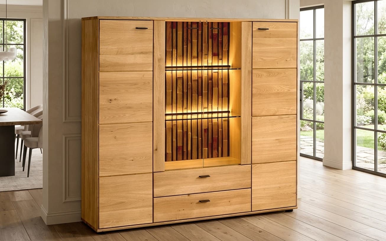 Vitrina, Urban, Stejar masiv, 147x39x137cm