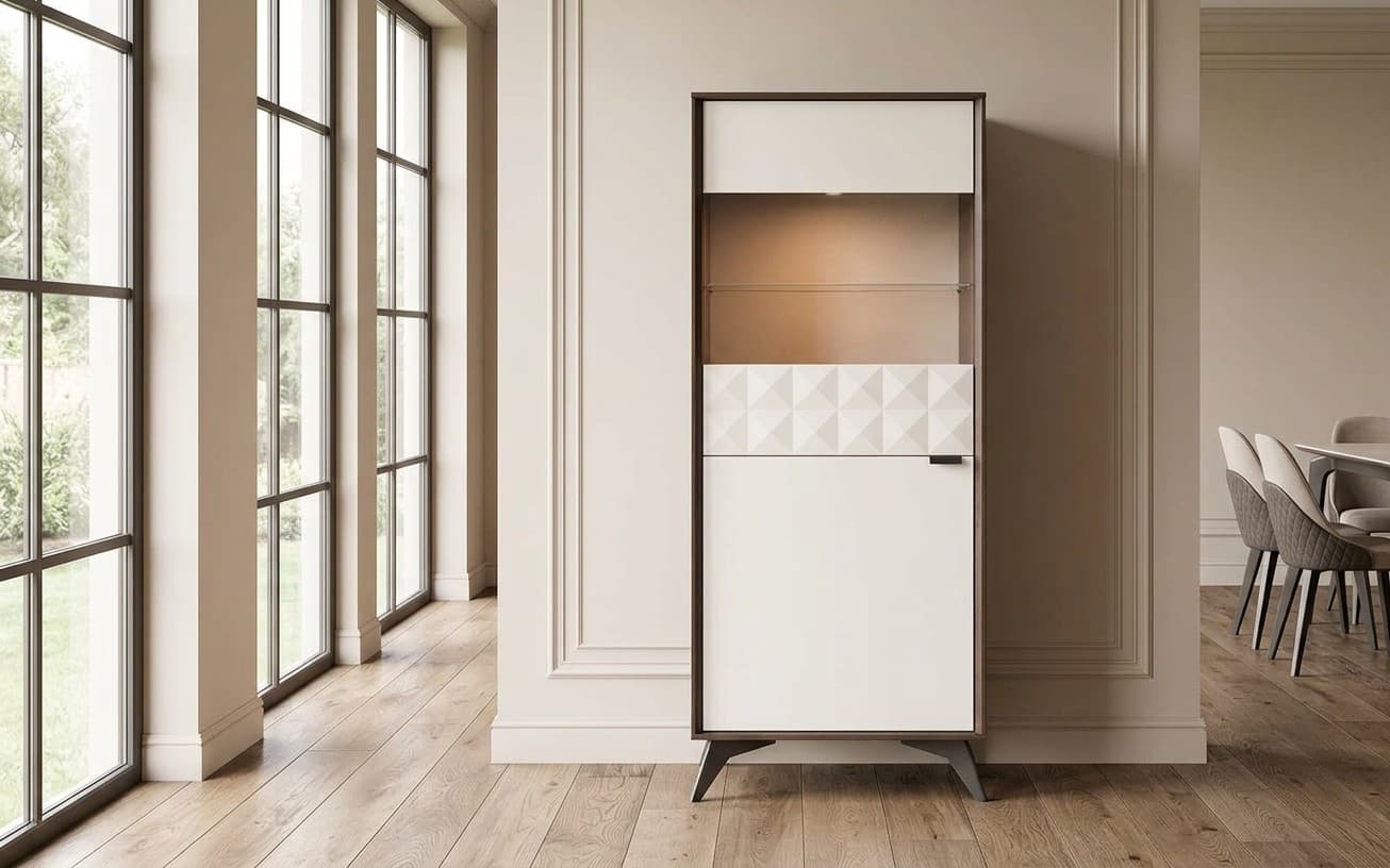 Vitrina Zion, 58x43x140cm Crem-Nuc