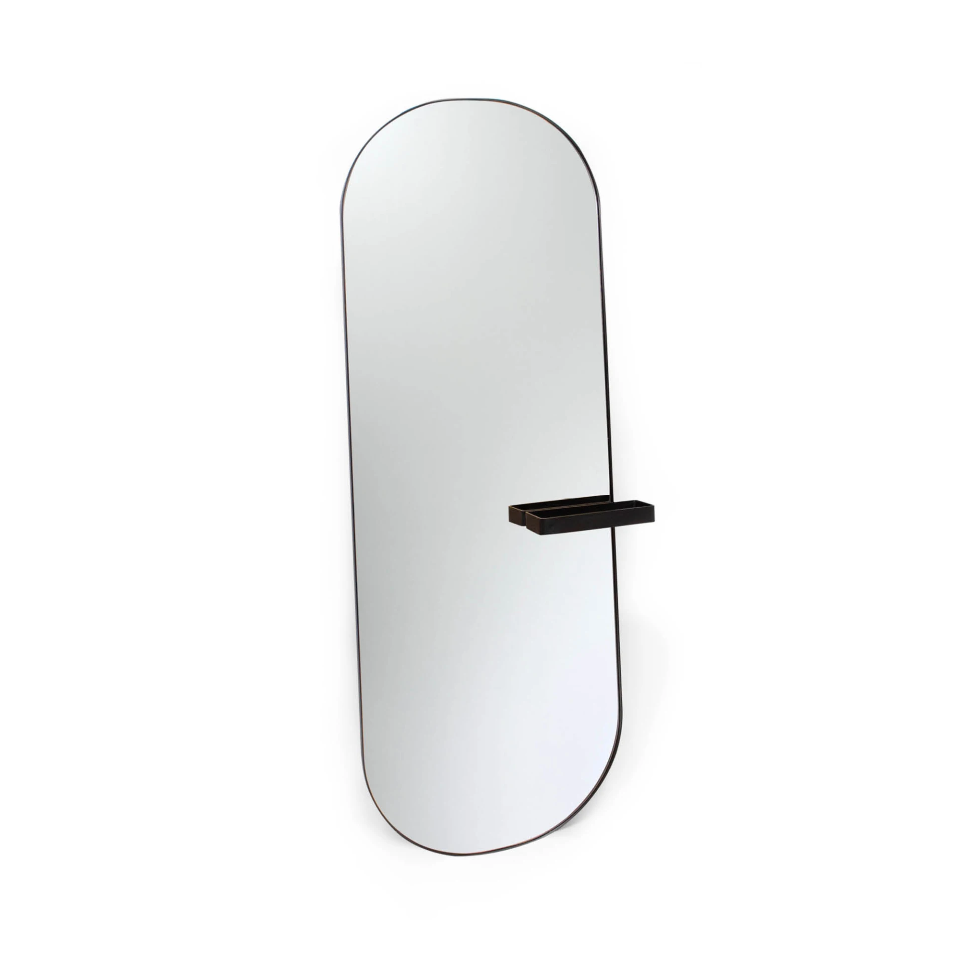 Oglindă Argan, Metal Negru, cu Tăviță, 160 cm din lemn masiv