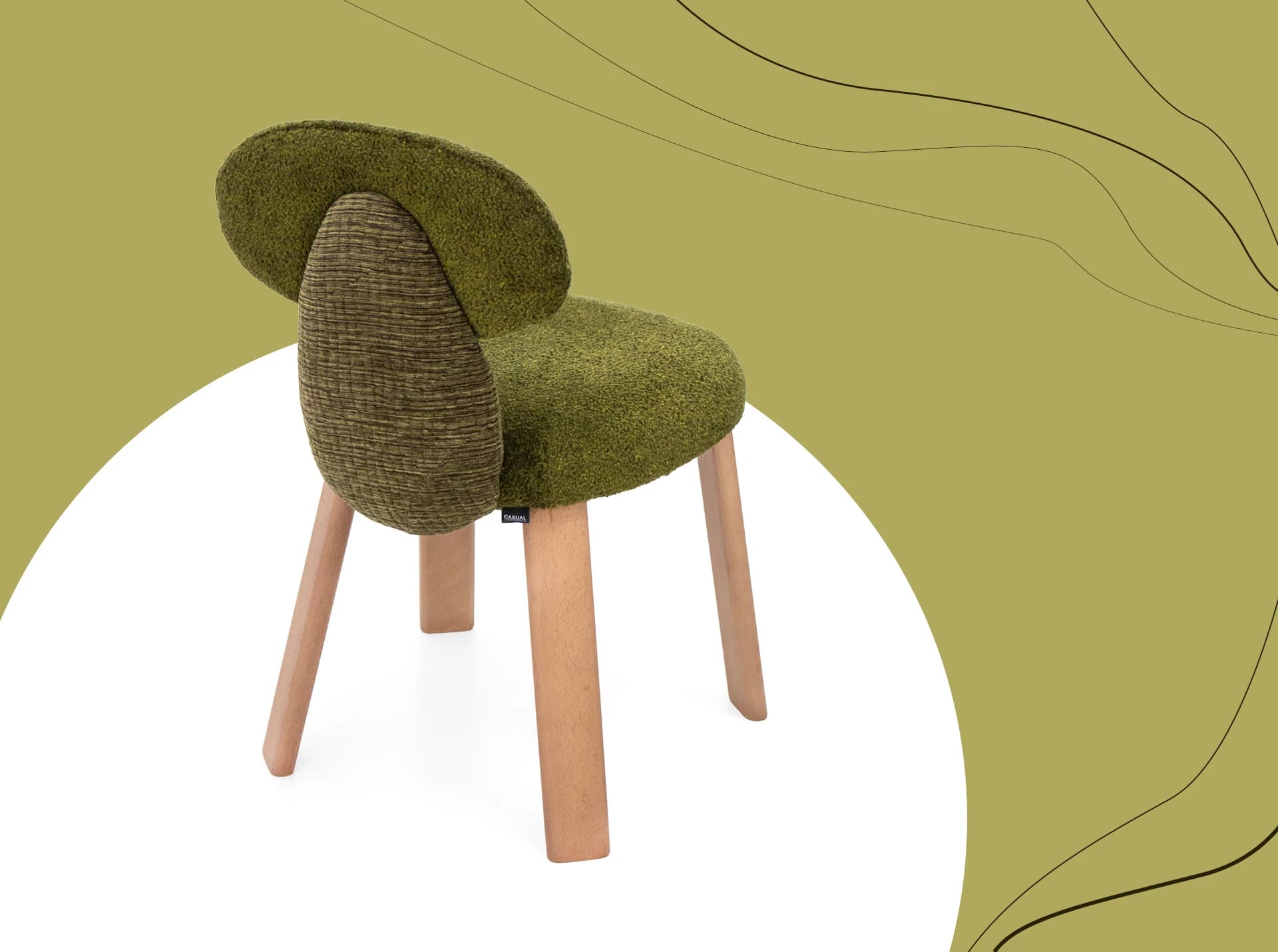 Scaun Stone, Forme Organice, Personalizabil din lemn masiv