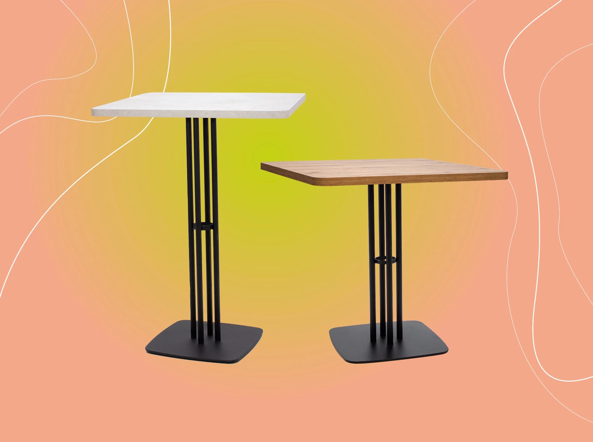 Masă Dining Yudak, Metal Negru, Personalizabilă din lemn masiv