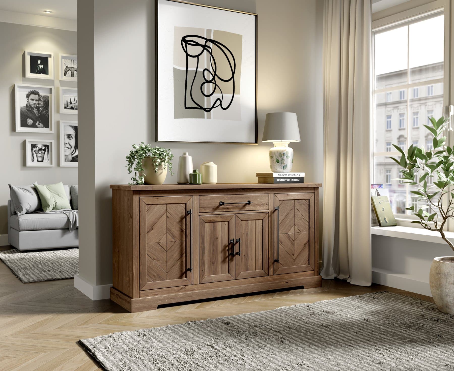 Set Living Brera, Stejar Antichizat