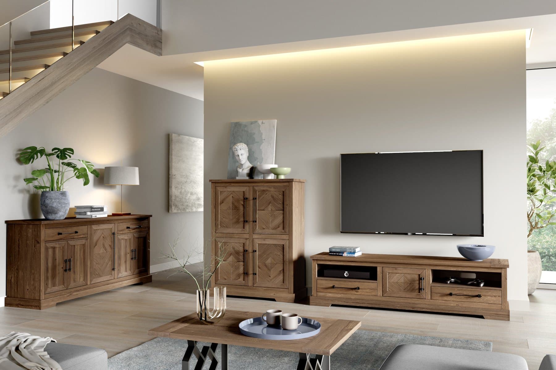 Set Living Brera, Stejar Antichizat