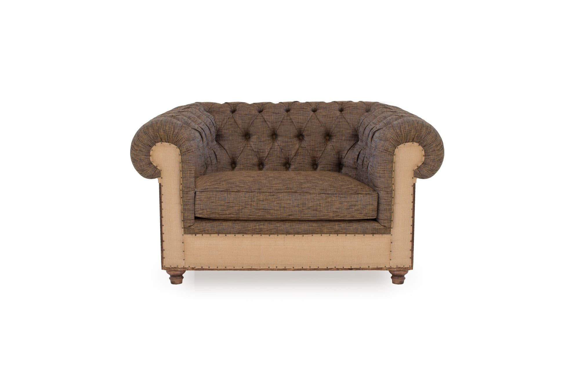 Canapea Chester Vintage, Lemn Masiv, Capitonată cu Ținte, Personalizabilă