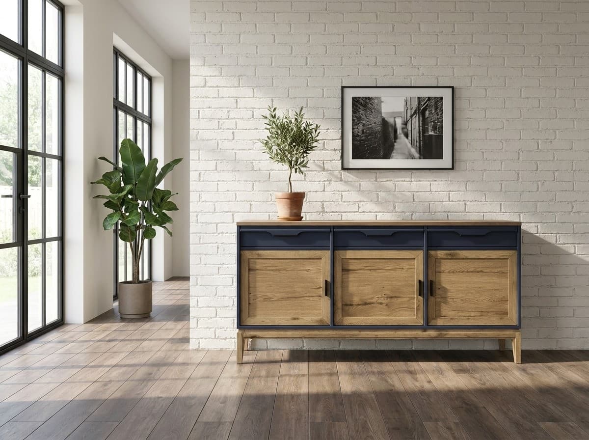 Comodă Mare Cortina, Stejar Masiv, 160x41x82 cm – în ambianță