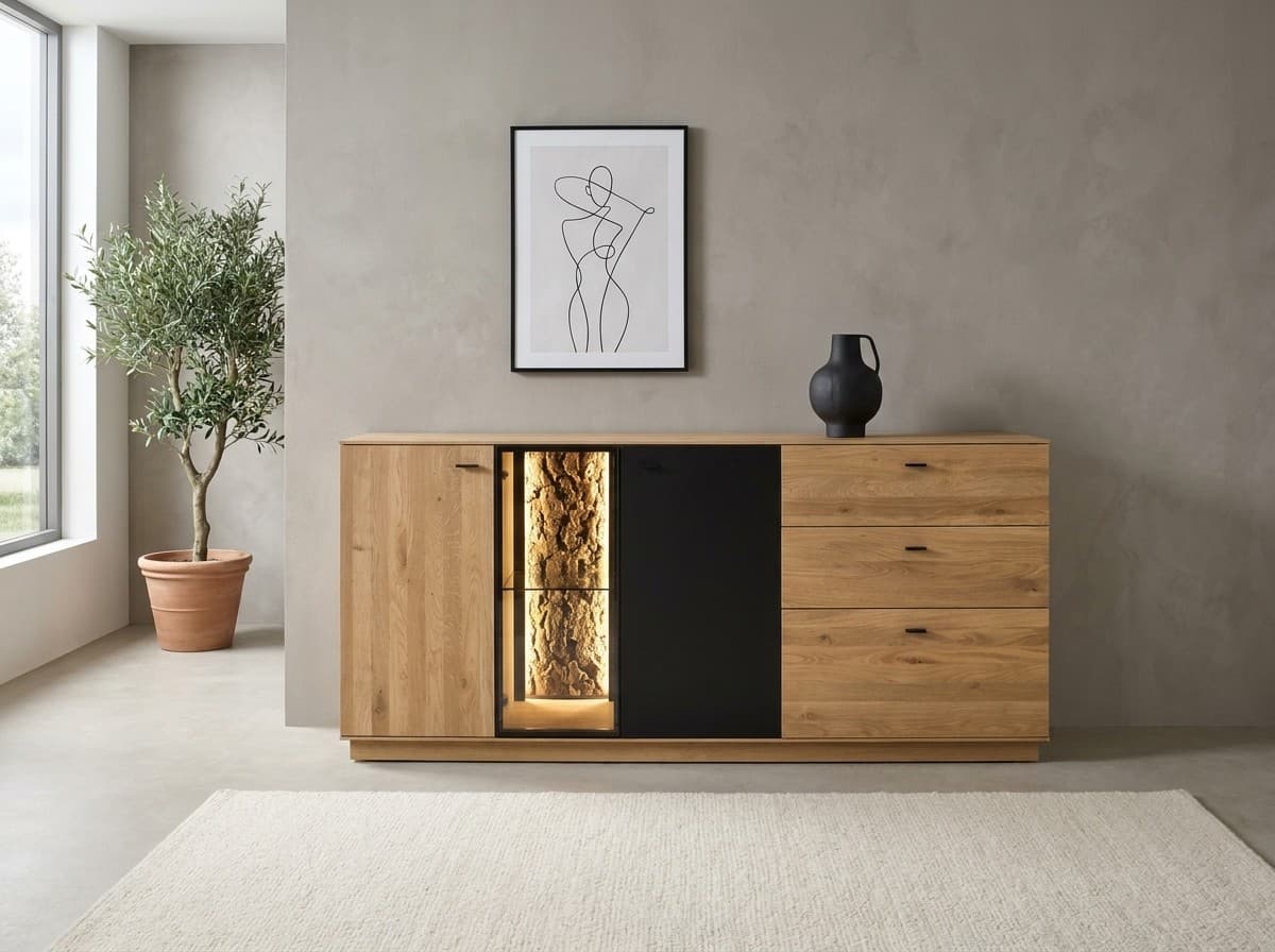 Comodă Mare Modena, Stejar Masiv, 180x45x82 cm – în ambianță