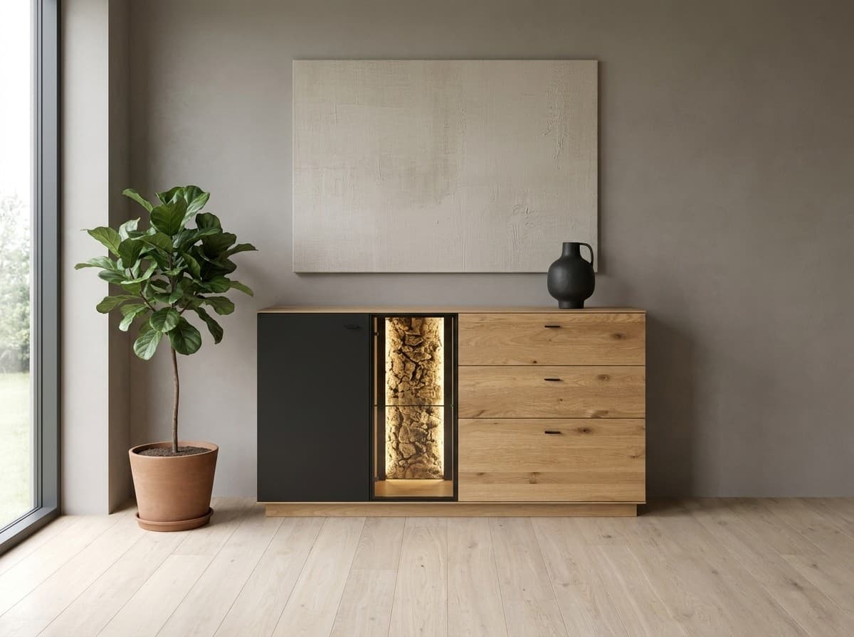 Comodă Modena, Stejar Masiv, 140x45x82 cm – în ambianță