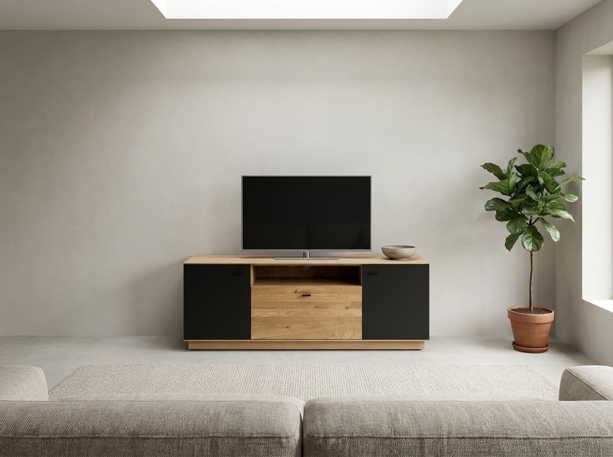 Comodă TV Modena, Stejar Masiv, 148x45x55 cm – în ambianță