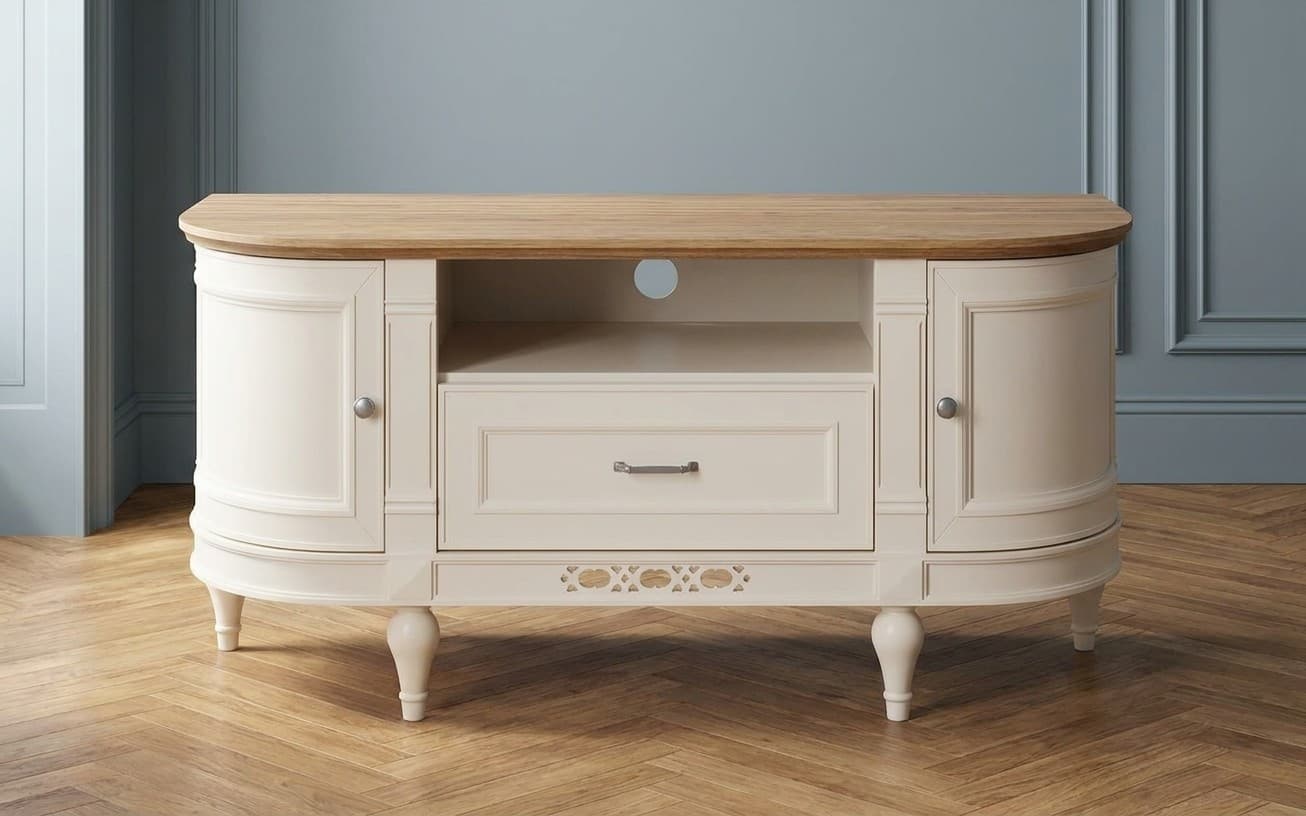 Comodă TV Provence, 135x39x59cm, Crem-Natur