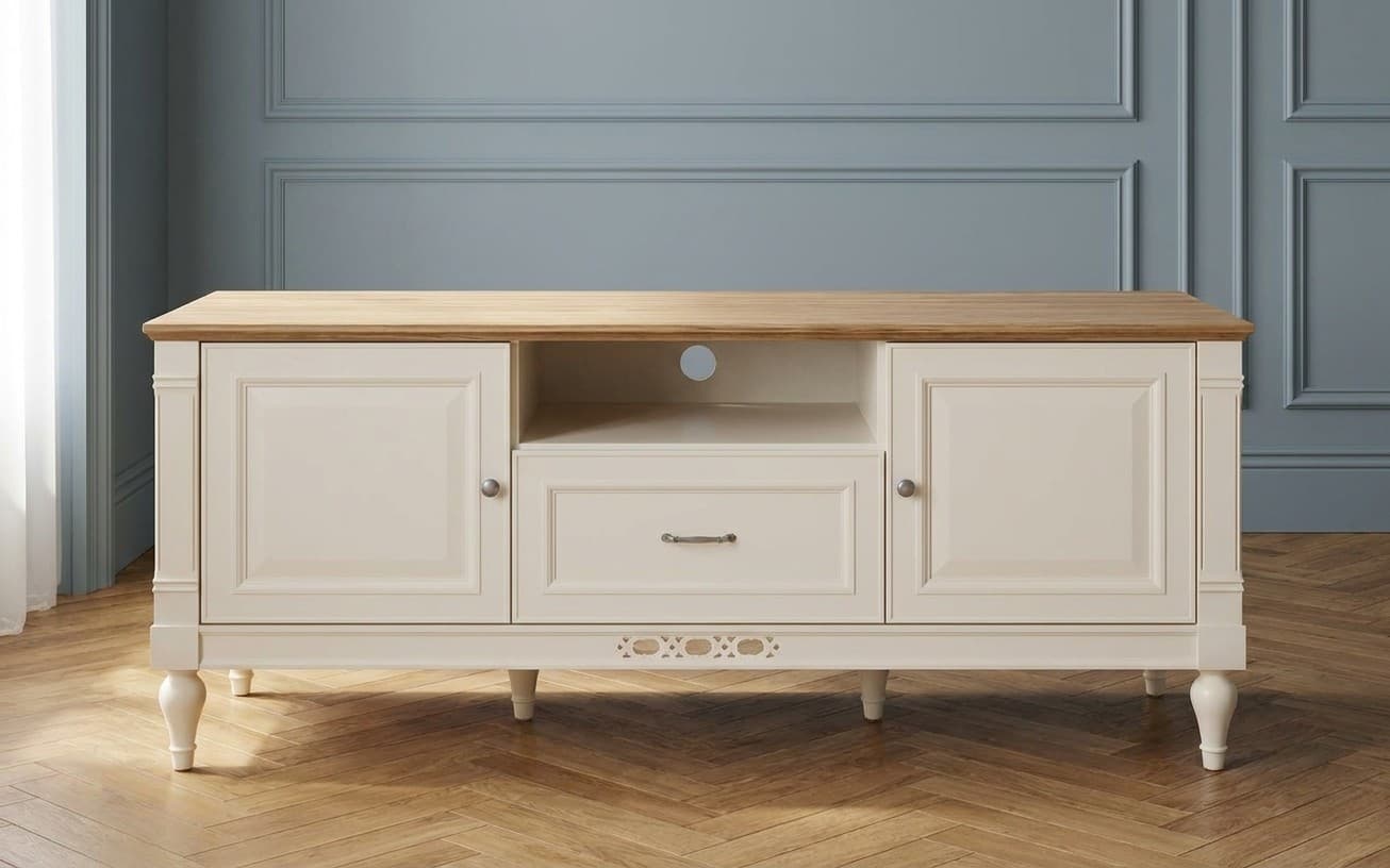 Comodă TV Provence, 162x45x64cm, Crem-Natur