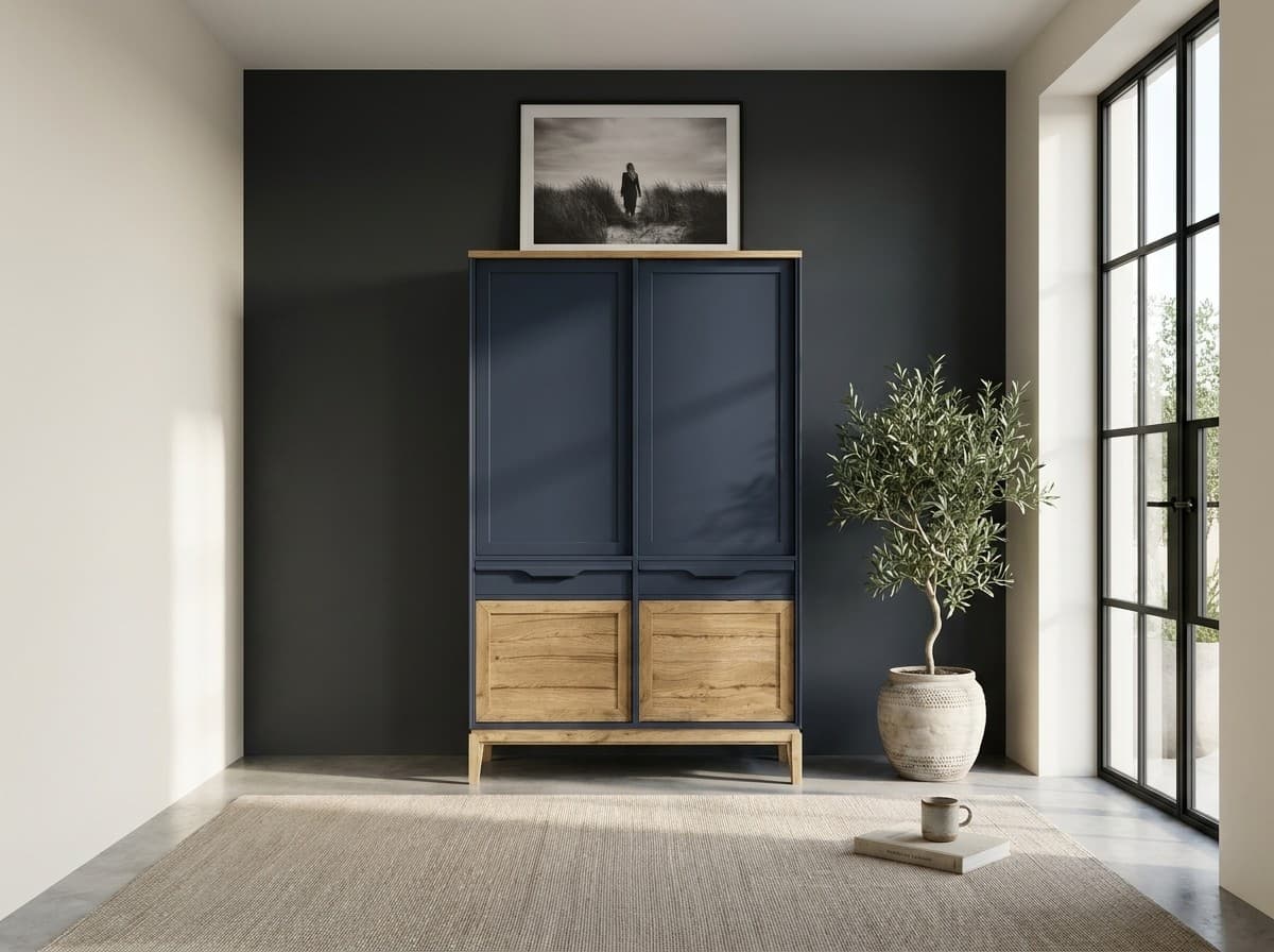 Dulap Cortina, Stejar Masiv, 107x55x196 cm – în ambianță