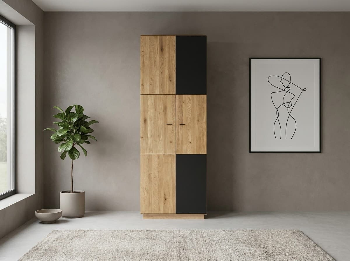 Dulap Modena, Stejar Masiv, 95x55x206 cm – în ambianță