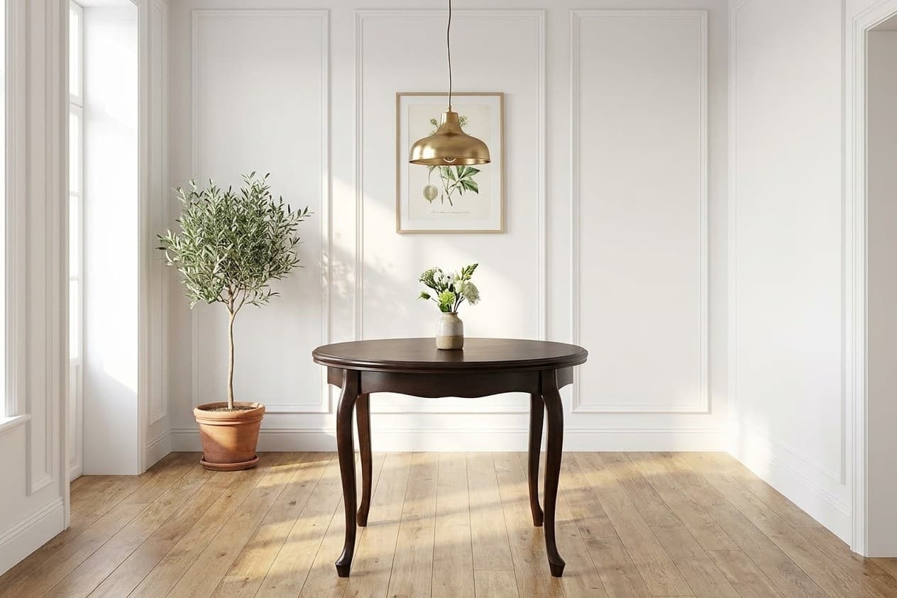 Masă Dining Weston, Rotundă, Extensibilă, Ø100/280×75,7cm