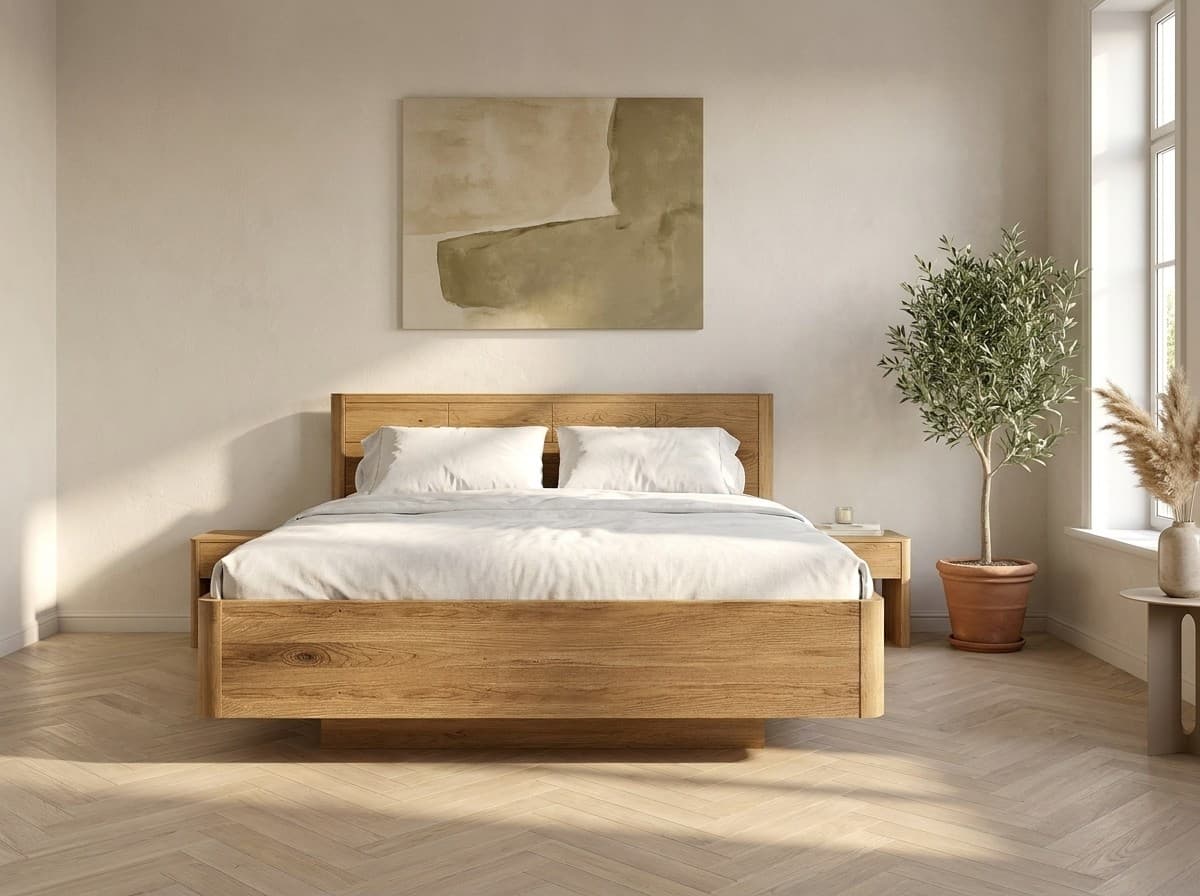 Pat Lugano, Stejar Masiv, 140/160/180x200 cm – în ambianță