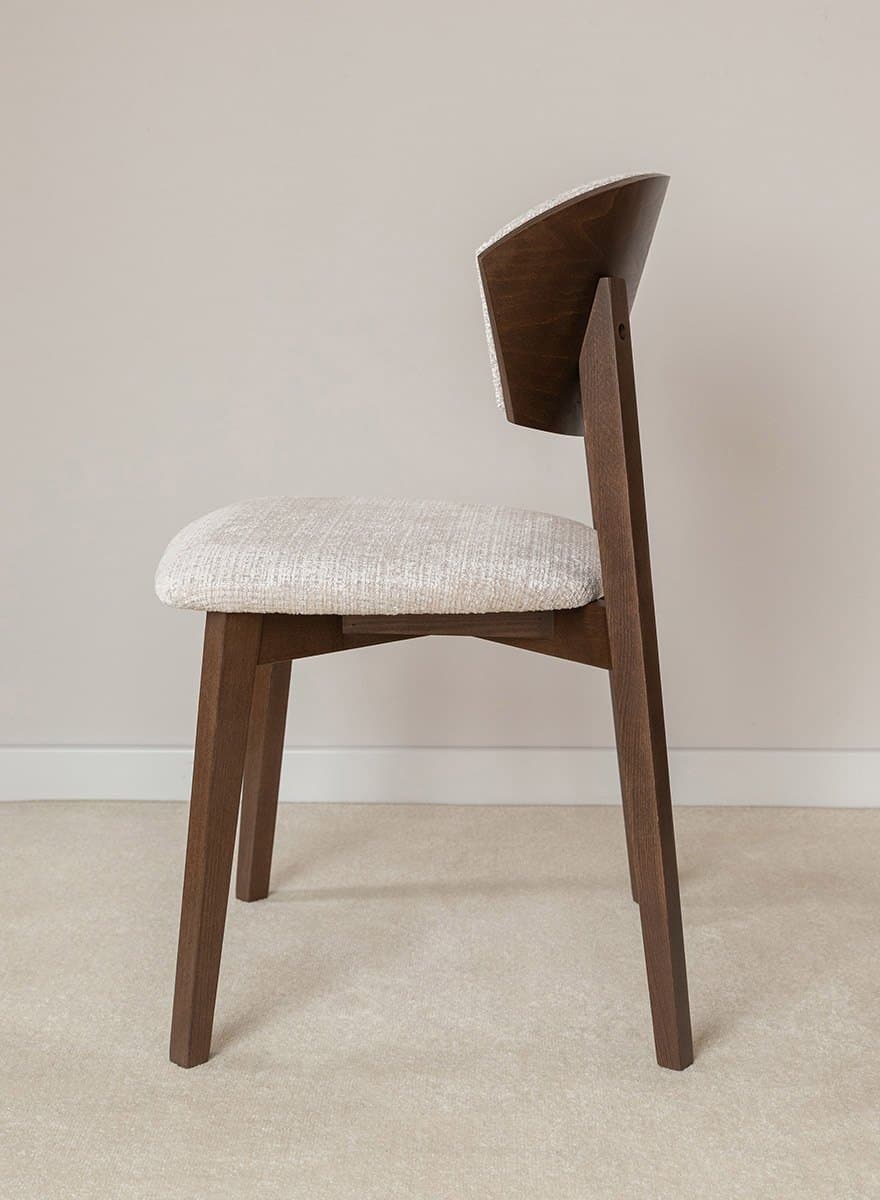Scaun Enzo, Lemn Masiv Fag Tabac, Tapițat, 50 x 50 x H 82,5 cm