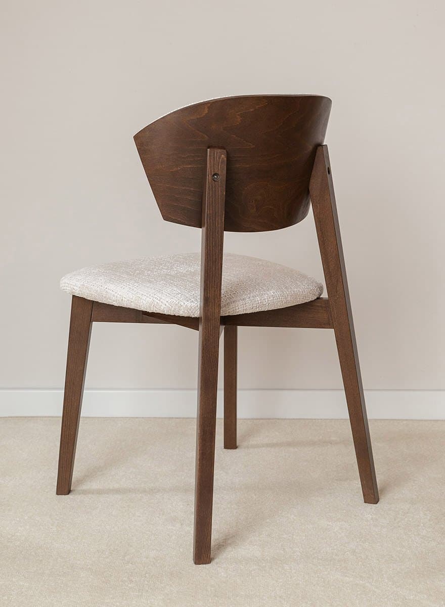 Scaun Enzo, Lemn Masiv Fag Tabac, Tapițat, 50 x 50 x H 82,5 cm