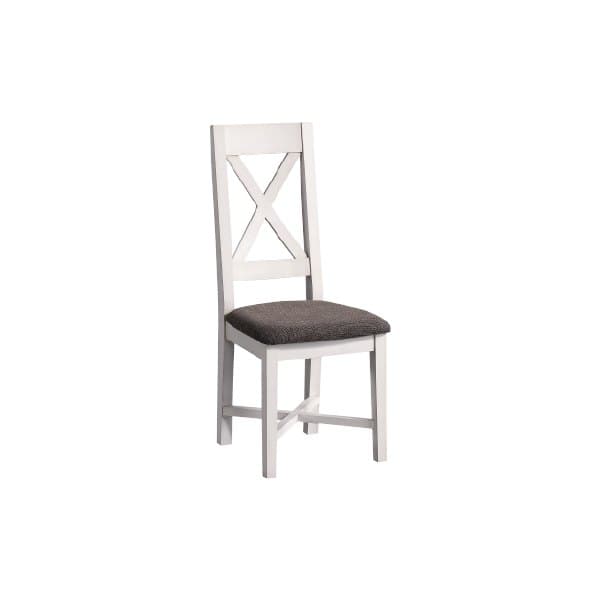 Scaun Avignon, Pin Masiv, Alb Antichizat, 44x39x105 cm