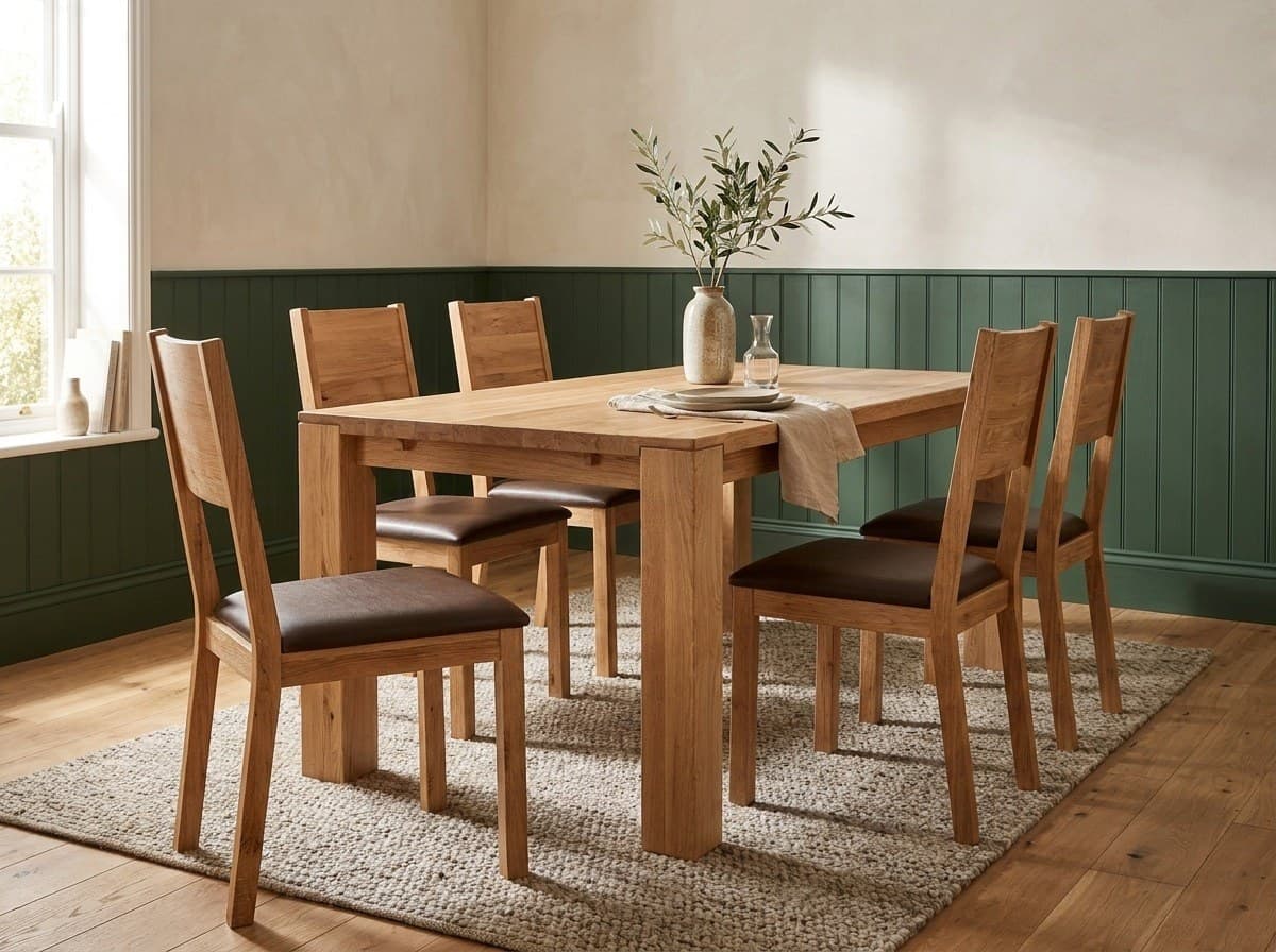 Set Dining Gael Classic, Masă și Scaune din Stejar Masiv