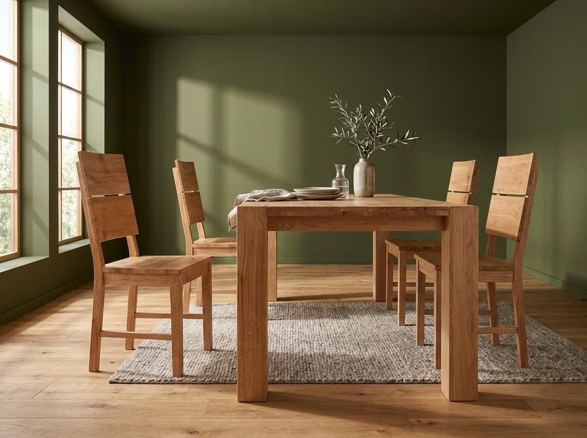 Set Dining Livia și Elio, Masă și Scaune din Stejar Masiv
