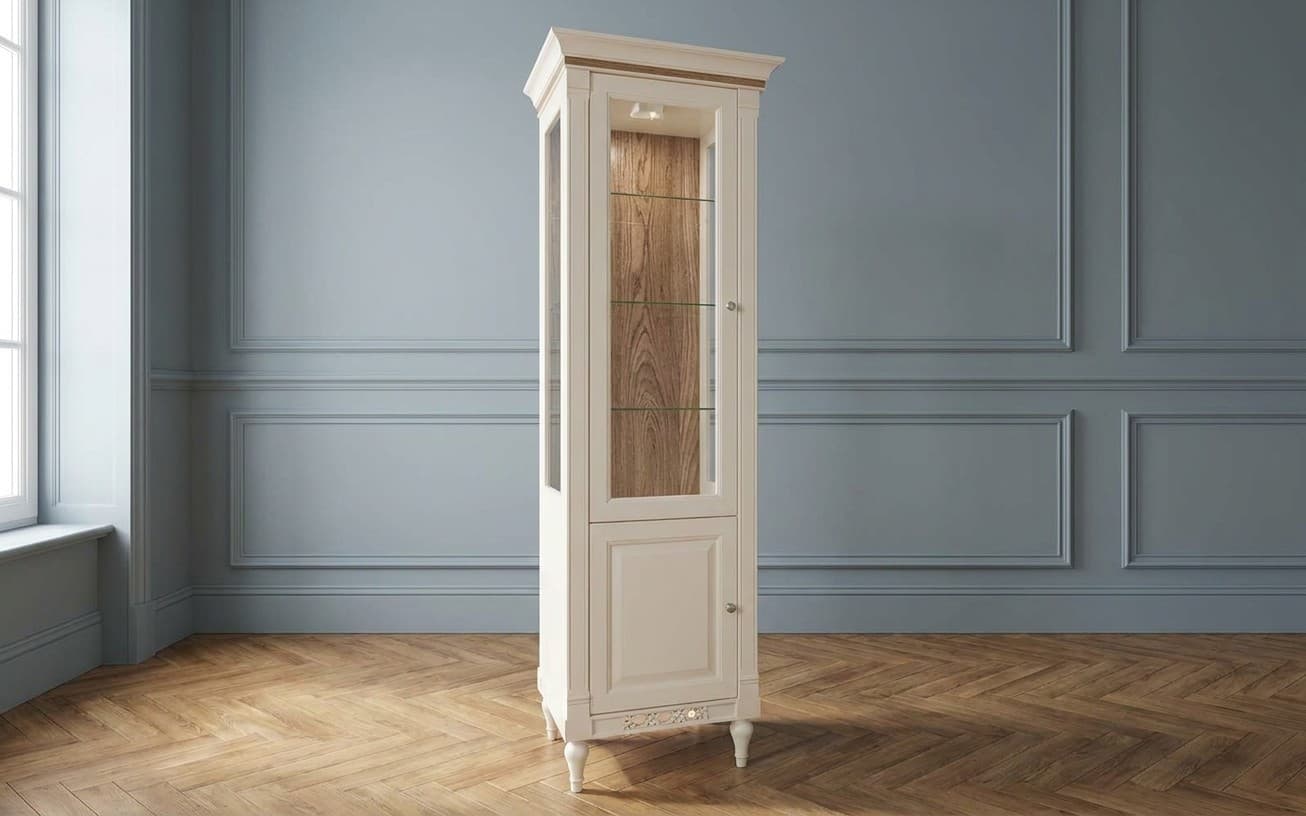 Vitrină Provence, 68x49x210cm, Crem-Natur