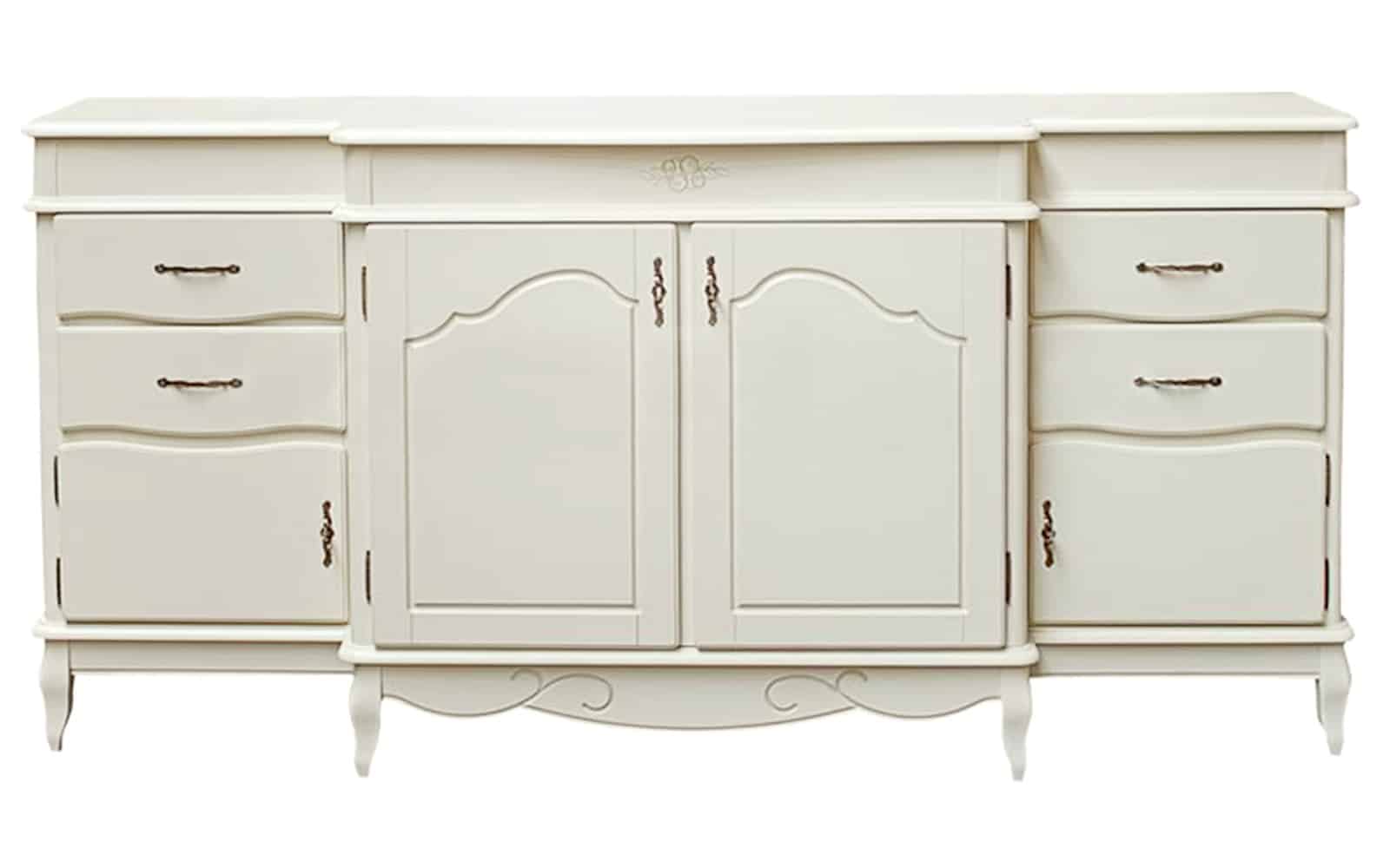 Bufet Casandra, Lemn Masiv, 215x60x105cm, Alb Antic