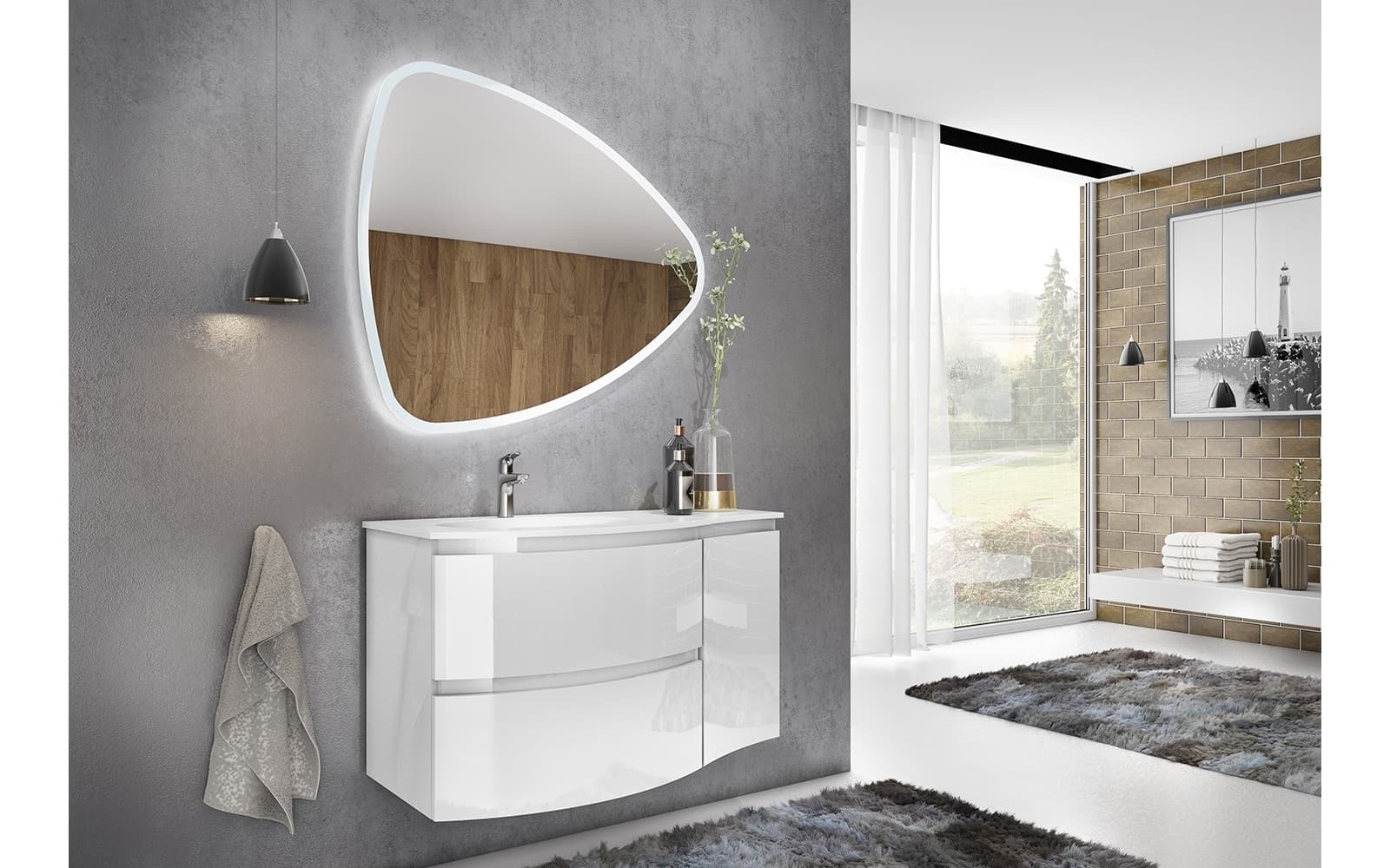 Set Mobilier Baie Suspendat Aledo din lemn masiv