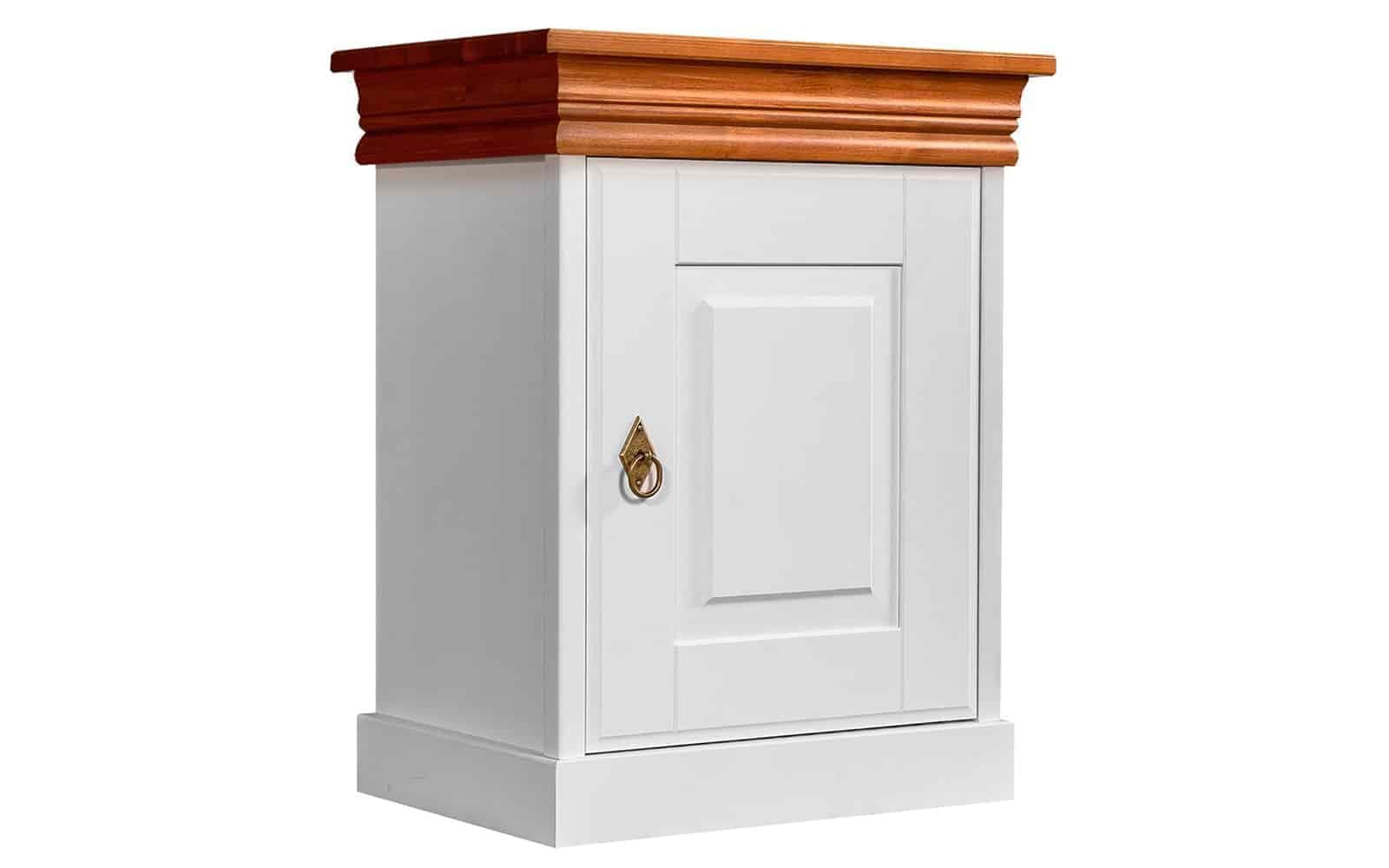 Noptieră Florence, Lemn Masiv, Alb-Natur, 50 x 35 x 60 cm