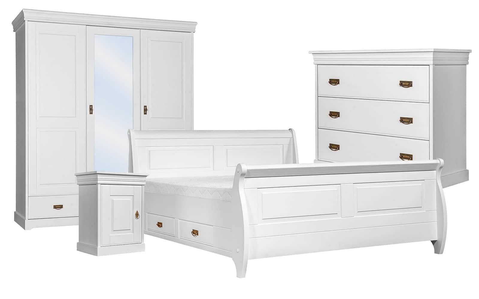Set Dormitor Florence, Lemn Masiv, Alb