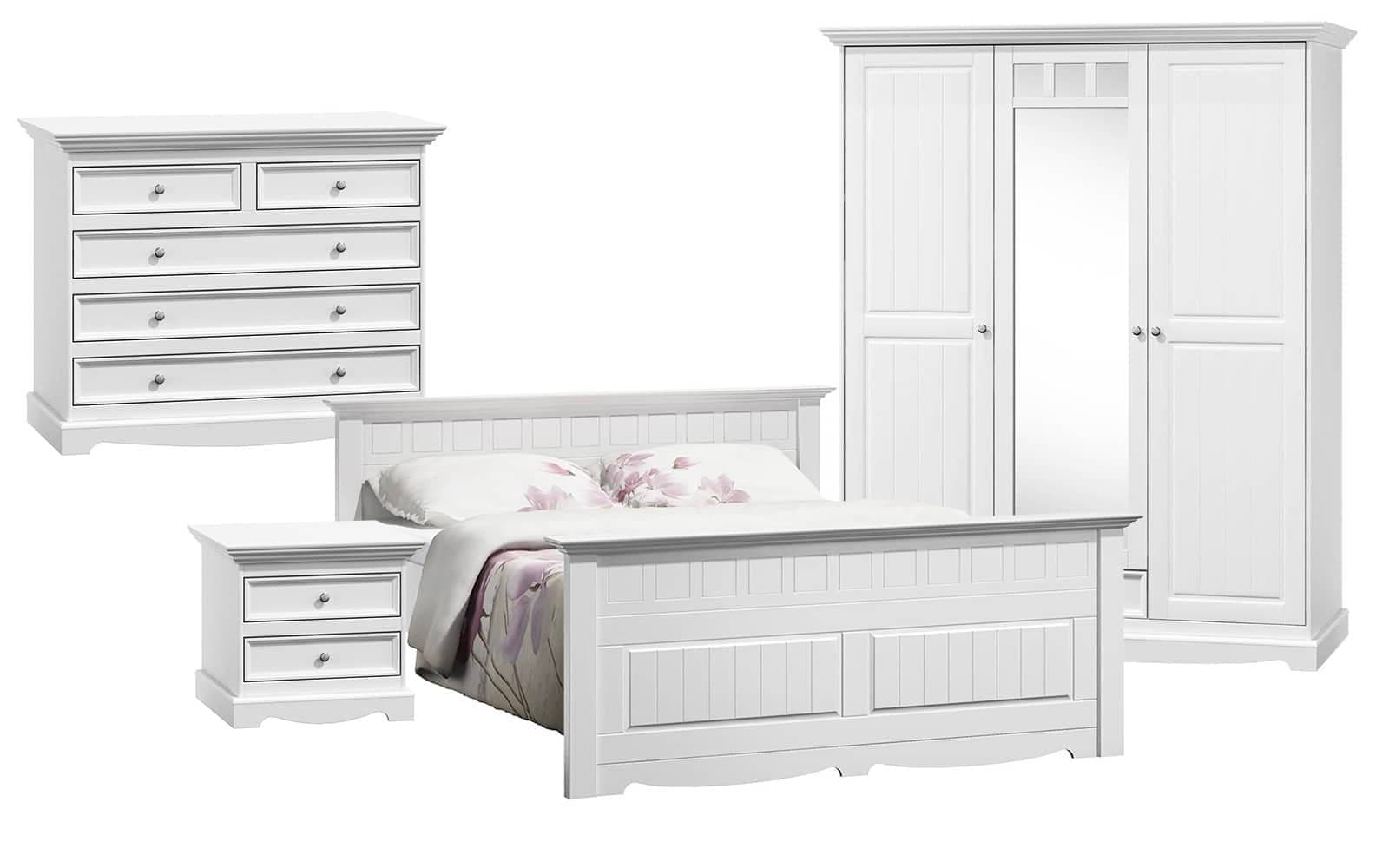 Set Dormitor Linea, Lemn Masiv, Alb