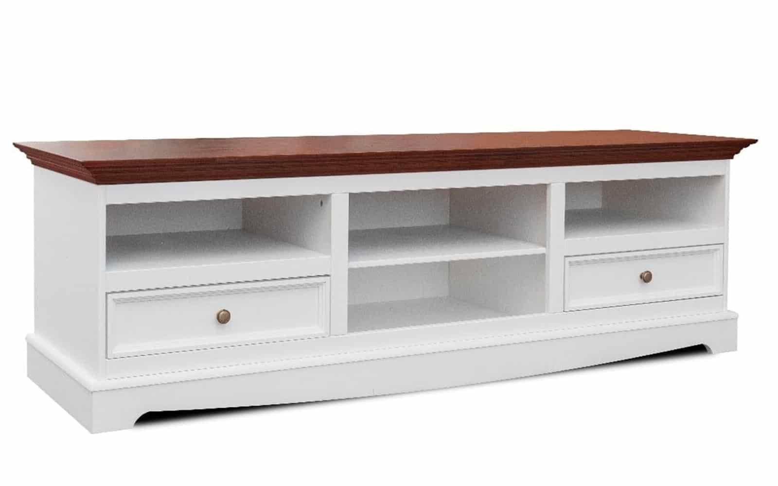 Comodă TV Linea, Lemn Masiv, 167x53x53cm, Alb-Nuc