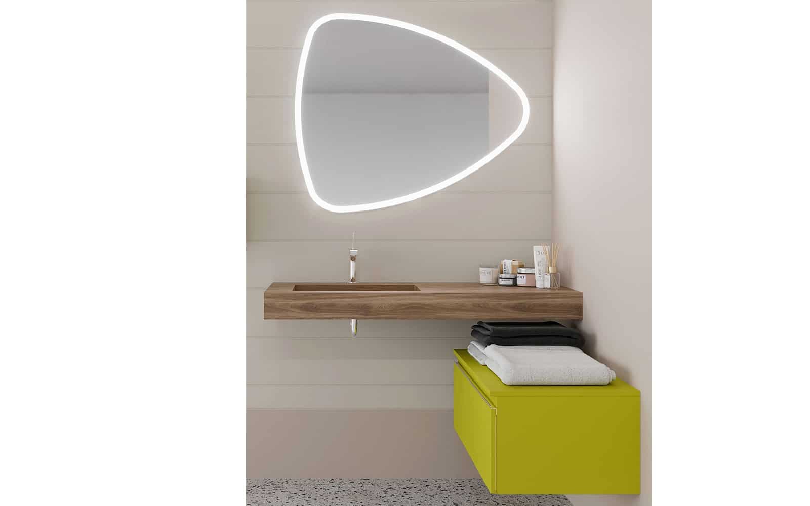 Bază suspendată GIULIA 80 cm, Asimetric din lemn masiv