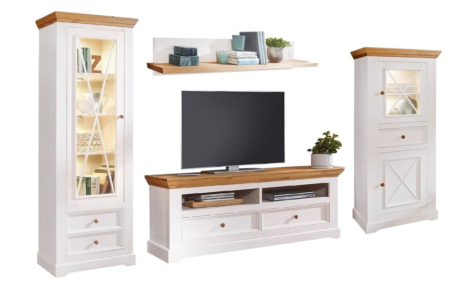 Set Living Iris, Model A, Lemn Masiv, Alb-Natur
