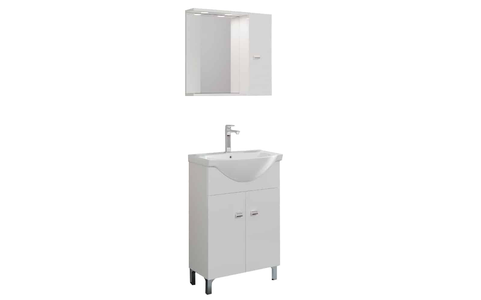 Set Mobilier Baie Luna, 55cm, Model A1, Alb din lemn masiv