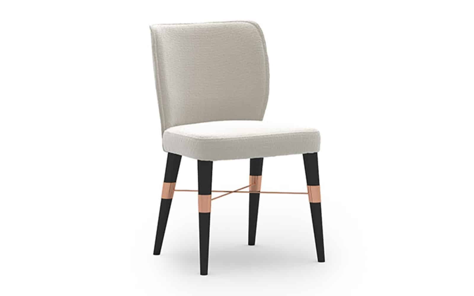 Scaun Calista, Negru-Rose Gold, Tapițerie Crem, 50 x 54 x 83 cm din lemn masiv